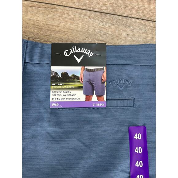 NWT Callaway Men’s Opti-Dri Stretch Active Golf Shorts UPF50 Blue 40-9" Inseam - Picture 3 of 9